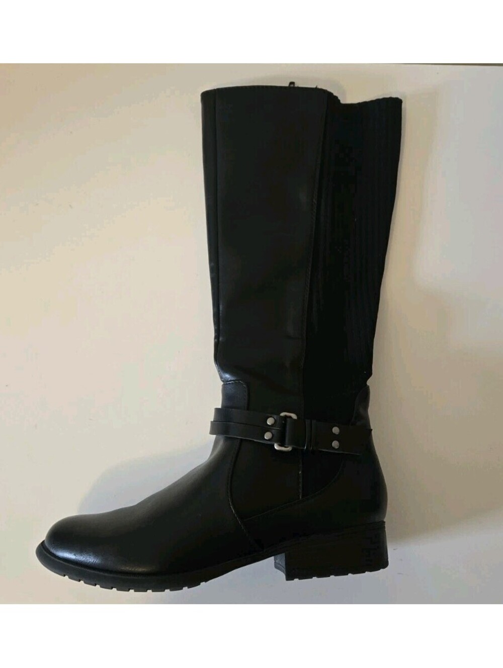 Life Stride X-Anita Riding Boot Womens 7.5 W Black Faux Leather Zip Up Soft